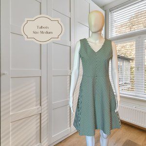 Talbots Green and White Striped Summer Dress